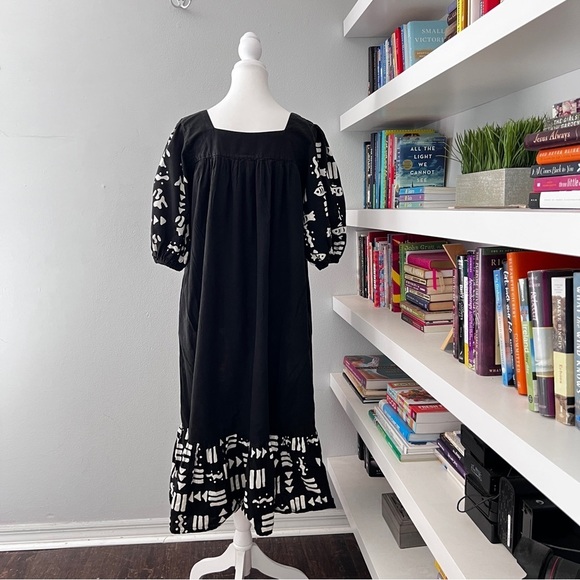 VINTAGE Ramona Rull Womens Black White & Gold Animal Dress size AV - Picture 9 of 14